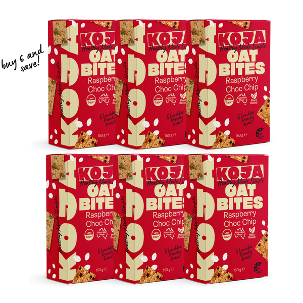 Raspberry Choc Chip Oat Bites – KOJA | Healthy Snack Bars